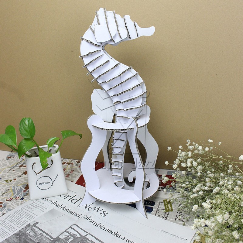 海马白瓦楞拼图WHITE CORRUGATED MOSAIC OF HIPPOCAMPUS