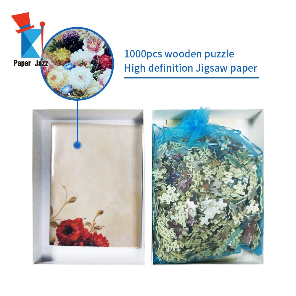 Peony flower 1000pcs wooden puzzle/牡丹花1000pcs木拼图