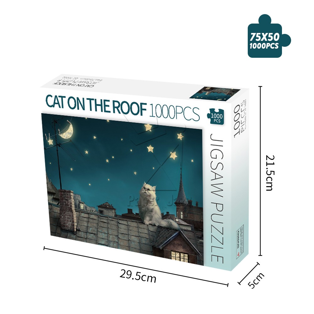 Cat on the roof jigsaw puzzle 1000pcs/1000片屋顶的猫平面拼图