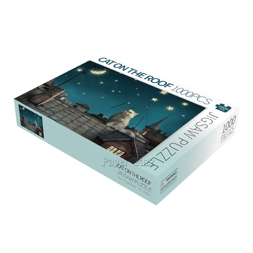 Cat on the roof jigsaw puzzle 1000pcs/1000片屋顶的猫平面拼图