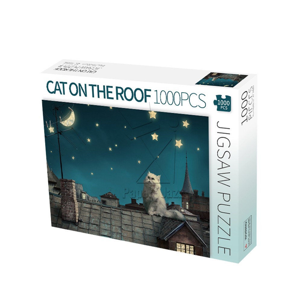 Cat on the roof jigsaw puzzle 1000pcs/1000片屋顶的猫平面拼图