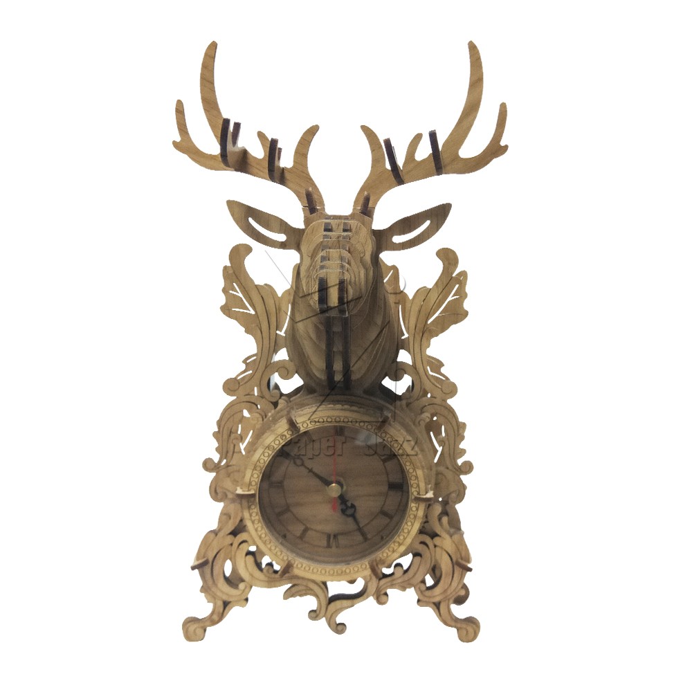  鹿时钟木拼图 Deer Clock Wood Puzzle