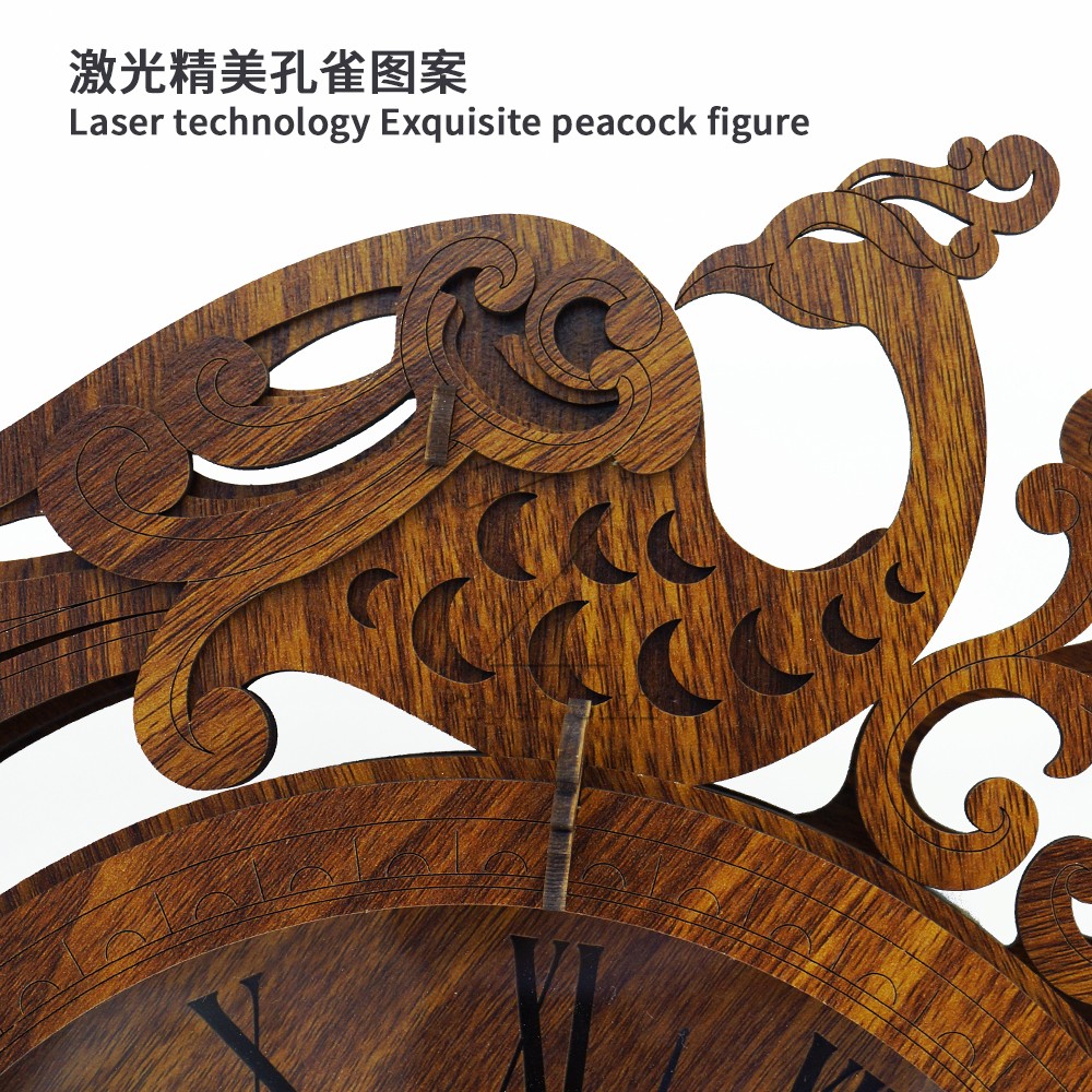 孔雀圆挂钟  Peacock round wall clock