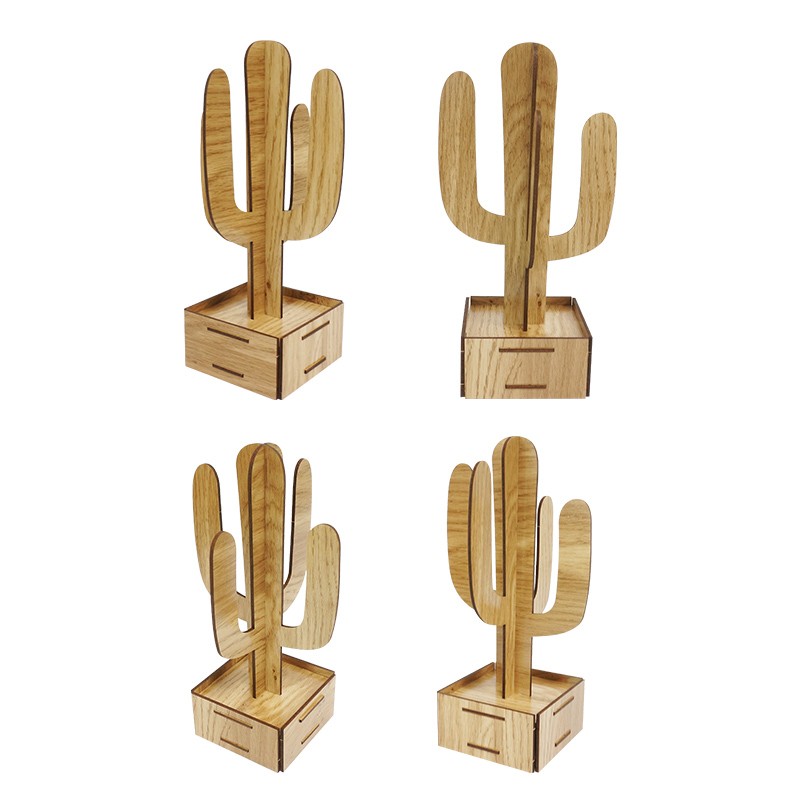 实木仙人掌Wooden plant ornaments
