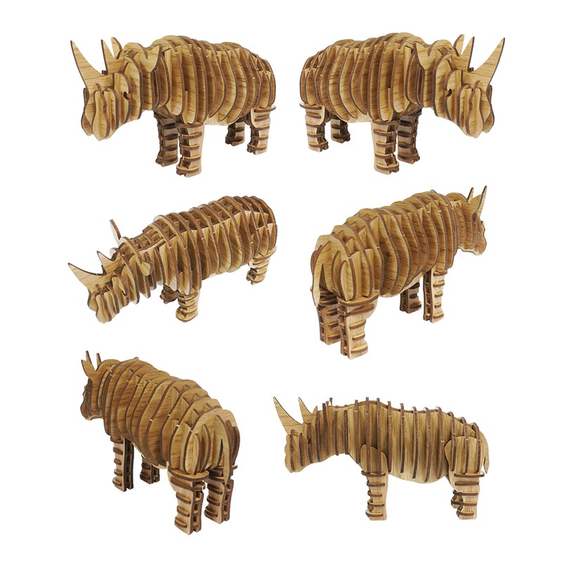 木质犀牛摆件Wooden rhinoceros ornament