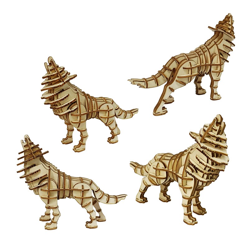木质狼摆件Wooden Wolf Puzzle