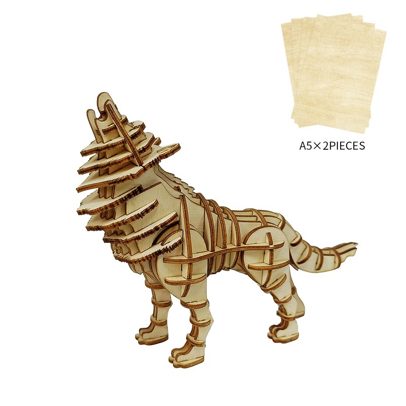 木质狼摆件Wooden Wolf Puzzle