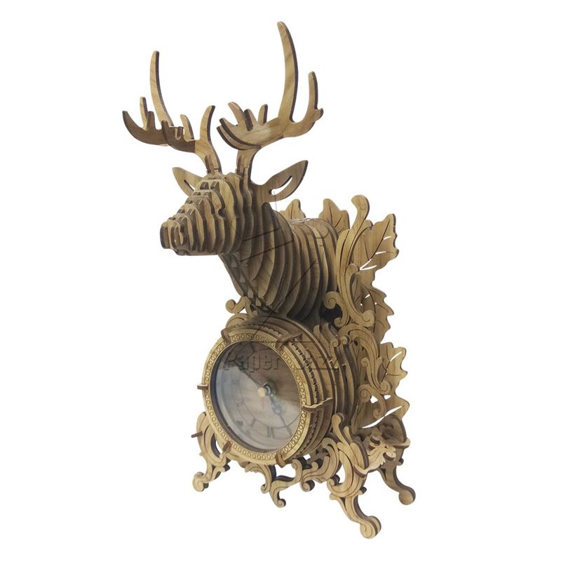  鹿时钟木拼图 Deer Clock Wood Puzzle