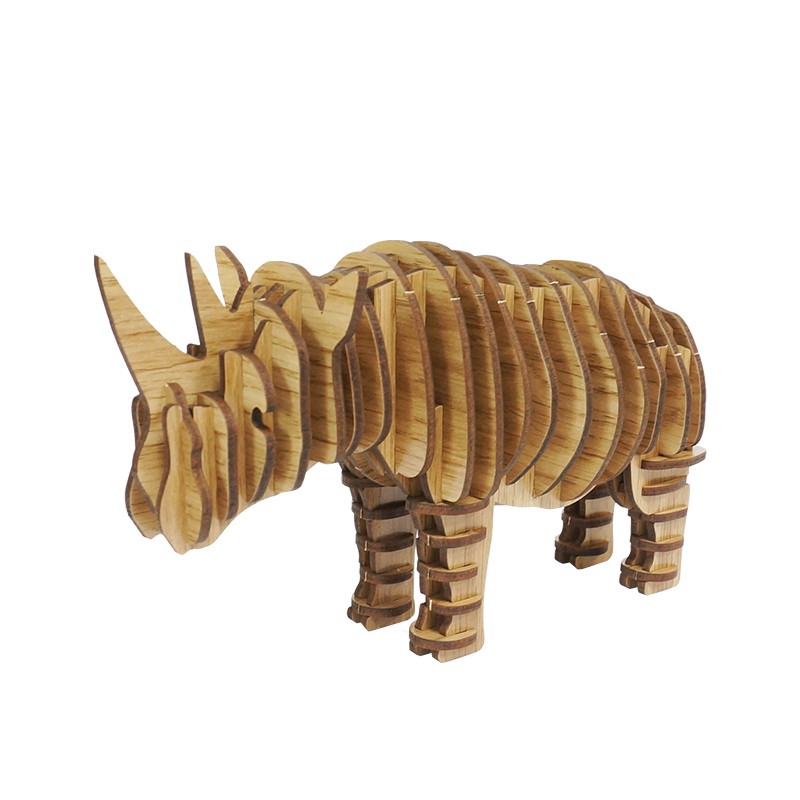 木质犀牛摆件Wooden rhinoceros ornament